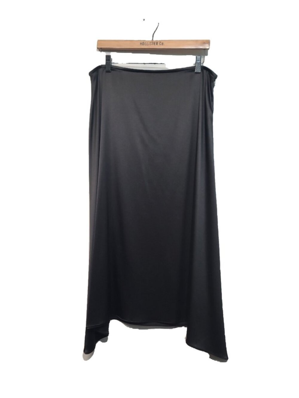 Eileen Fisher Black 100% Silk Midi Skirt L